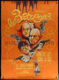 6g1266 OUTLAWS IS COMING French 1p 1965 The Three Stooges with Curly-Joe, different art by Kerfyser!