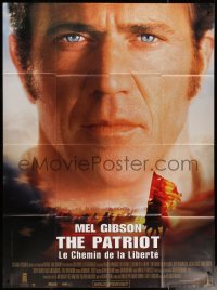 6g1273 PATRIOT DS French 1p 2000 huge close up portrait image of Mel Gibson over American flag!