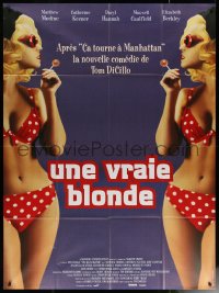 6g1314 REAL BLONDE French 1p 1998 New York comedy, Elizabeth Berkley in sexy red polka dot bikini!