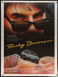 6g1332 RISKY BUSINESS French 1p 1984 art of Tom Cruise + Porsche driving on near-naked women!