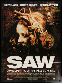 6g1356 SAW French 1p 2005 gory serial killer, great image of Shawnee Smith in diabolical device!