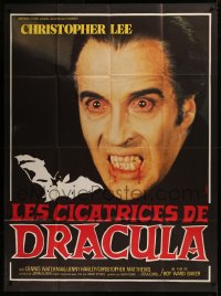 6g1360 SCARS OF DRACULA French 1p R1970s c/u art of bloody vampire Christopher Lee, Hammer horror!