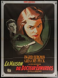 6g1397 SPELLBOUND French 1p R1979 Alfred Hitchcock, Ingrid Bergman, Gregory Peck, original 1948 art!