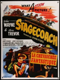 6g1405 STAGECOACH French 1p R2010 art of John Wayne in the movie that made him a huge star!