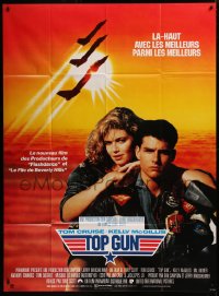 6g1456 TOP GUN French 1p R1989 great image of Tom Cruise & Kelly McGillis, Navy fighter jets!