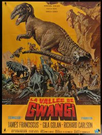 6g1483 VALLEY OF GWANGI French 1p 1969 Ray Harryhausen, Mascii art of cowboys battling dinosaurs!