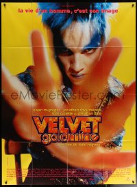 6g1484 VELVET GOLDMINE French 1p 1998 super close image of glam rocker Jonathan Rhys Meyers!