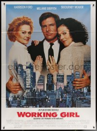 6g1526 WORKING GIRL French 1p 1989 Harrison Ford, Melanie Griffith & Sigourney Weaver over New York!