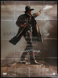 6g1530 WYATT EARP French 1p 1994 full-length image of cowboy Kevin Costner shooting gun!