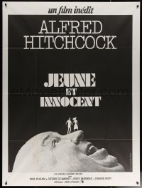 6g1533 YOUNG & INNOCENT French 1p 1978 cool art of tiny people standing on Alfred Hitchcock's face!