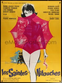 6g1537 YOUNG GIRLS OF GOOD FAMILIES French 1p 1963 Kerfyser art of sexy naked woman behind umbrella!