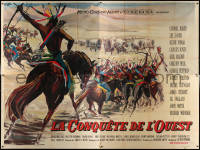 6g0659 HOW THE WEST WAS WON Cinerama French 4p 1964 Brini art of Indians attacking wagon train!