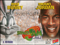 6g0653 SPACE JAM French 8p 1997 great super close image of Michael Jordan & Bugs Bunny, basketball!