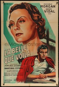 6g0670 HERE IS THE BEAUTY French 32x47 1950 great art of Michele Morgan over Henri Vidal, rare!