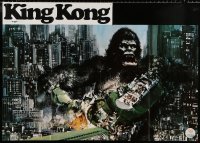 6g0177 KING KONG teaser German 33x47 1976 great John Berkey art of BIG Ape destroying train in city!
