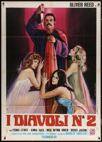 6g0249 BLUE BLOOD Italian 1p 1975 Piovano art of Oliver Reed surrounded by sexy witches!