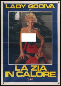 6g0256 DEEP BLUE Italian 1p 1989 great close image of sexy topless Lynn Armitage as Lady Godiva!