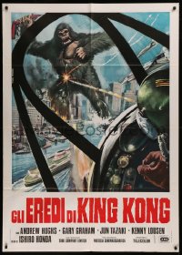 6g0258 DESTROY ALL MONSTERS Italian 1p R1977 different art of King Kong seen from airplane cockpit!