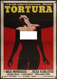 6g0280 GLORIA MUNDI Italian 1p 1977 art of tortured naked Olga Karlatos, directed by Nikos Papatakis