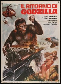 6g0281 GODZILLA VS. THE SEA MONSTER Italian 1p R1977 completely different King Kong art by Crovato!