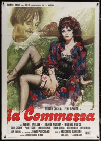 6g0299 LA COMMESSA Italian 1p 1975 Avelli art of sexy Femi Benussi in lace nightie & garter!