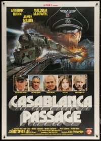 6g0320 PASSAGE Italian 1p 1979 art of Malcolm McDowell & train on bombed bridge, Casablanca Passage!