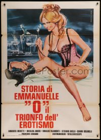 6g0348 WHEN GIRLS TRUMPET FOR MANOEUVRES Italian 1p 1975 Ferrari art of sexy blonde in skimpy nightie