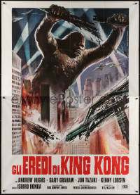 6g0374 DESTROY ALL MONSTERS Italian 2p R1977 different Ferrari art of King Kong destroying city!