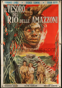 6g0386 JIVARO Italian 2p 1962 Rhonda Fleming, Fernando Lamas, different severed head art, rare!