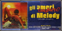 6g0354 MELODY IN LOVE Italian 3p 1979 Sciotti art of near-naked couple in ocean at sunset, rare!
