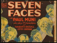 6g0567 SEVEN FACES WC 1929 wonderful art of Paul Muni in seven different roles, ultra rare!
