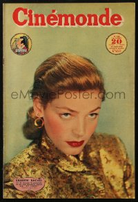 6g0155 CINEMONDE French magazine August 24, 1948 great cover portrait of sexy Lauren Bacall!