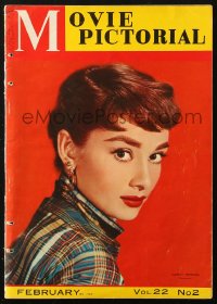 6g0160 MOVIE PICTORIAL Japanese magazine February 1957 cover portrait of beautiful Audrey Hepburn!