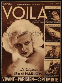 6g0153 VOILA French magazine June 11, 1937 great cover portrait of sexy Jean Harlow!