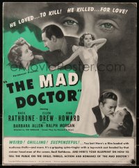 6g0210 MAD DOCTOR pressbook 1940 Basil Rathbone loved to kill for love, Ellen Drew, John Howard!