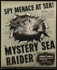 6g0214 MYSTERY SEA RAIDER pressbook 1940 Carole Landis, Henry Wilcoxon, spy menace at sea!