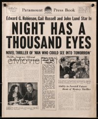 6g0216 NIGHT HAS A THOUSAND EYES pressbook 1948 true clairvoyant Edward G. Robinson, Gail Russell