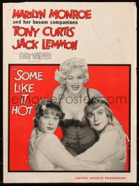 6g0228 SOME LIKE IT HOT pressbook 1959 sexy Marilyn Monroe with Tony Curtis & Jack Lemmon in drag!