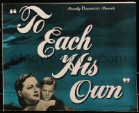 6g0233 TO EACH HIS OWN pressbook 1946 great images of pretty Olivia de Havilland & John Lund!
