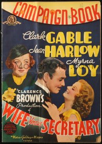 6g0237 WIFE VERSUS SECRETARY pressbook 1936 Clark Gable, Jean Harlow, Loy, includes herald, rare!