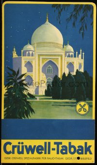 6g0184 CRUWELL-TABAK 10x16 German standee 1920s cool tobacco ad with great art of the Taj-Mahal!