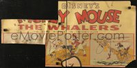 6g0101 WHALERS 14x28 standee topper 1938 Disney cartoon, Mickey Mouse, Goofy & Donald Duck, rare!