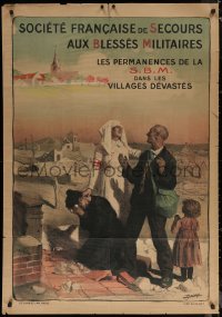 6g0107 SOCIETE FRANCAISE DE SECOURS AUX BLESSES MILITAIRES 32x45 French WWI war poster 1910s Jonas art!