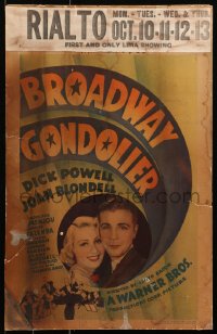 6g0446 BROADWAY GONDOLIER WC 1935 romantic image of Dick Powell & Joan Blondell, plus art of band!