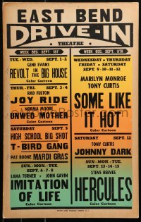 6g0117 EAST BEND DRIVE-IN THEATRE Benton WC 1959 Some Like It Hot, Imitation of Life & more!