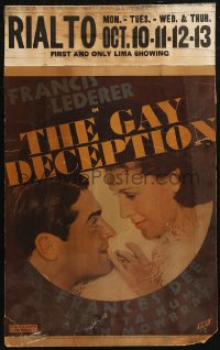 6g0473 GAY DECEPTION WC 1935 romanitc close up of Francis Lederer & Frances Dee, very rare!