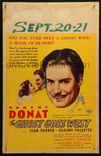 6g0476 GHOST GOES WEST WC 1936 Robert Donat, Jean Parker, directed by Rene Clair, very rare!