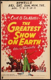 6g0485 GREATEST SHOW ON EARTH WC 1952 best image of James Stewart, Betty Hutton & Emmett Kelly!