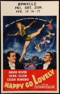 6g0488 HAPPY GO LOVELY WC 1951 David Niven, Vera-Ellen & Cesar Romero, rhythm & romance, rare!