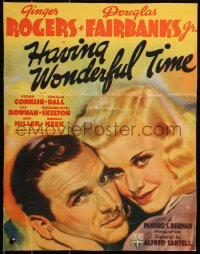 6g0491 HAVING WONDERFUL TIME WC 1938 great art of Ginger Rogers & Douglas Fairbanks Jr., ultra rare!
